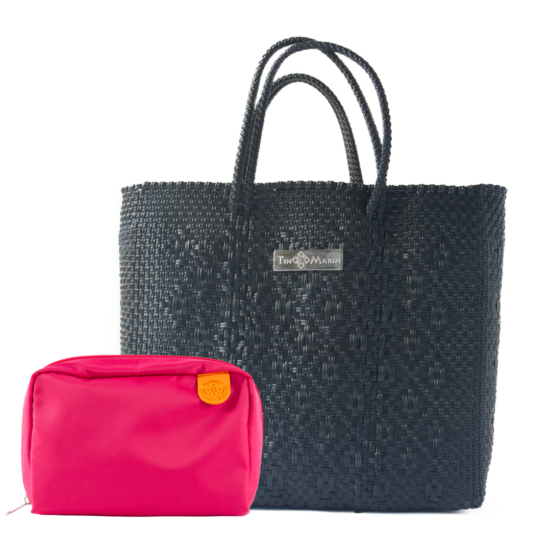 All Black Large Crossbody & Checs Pouch