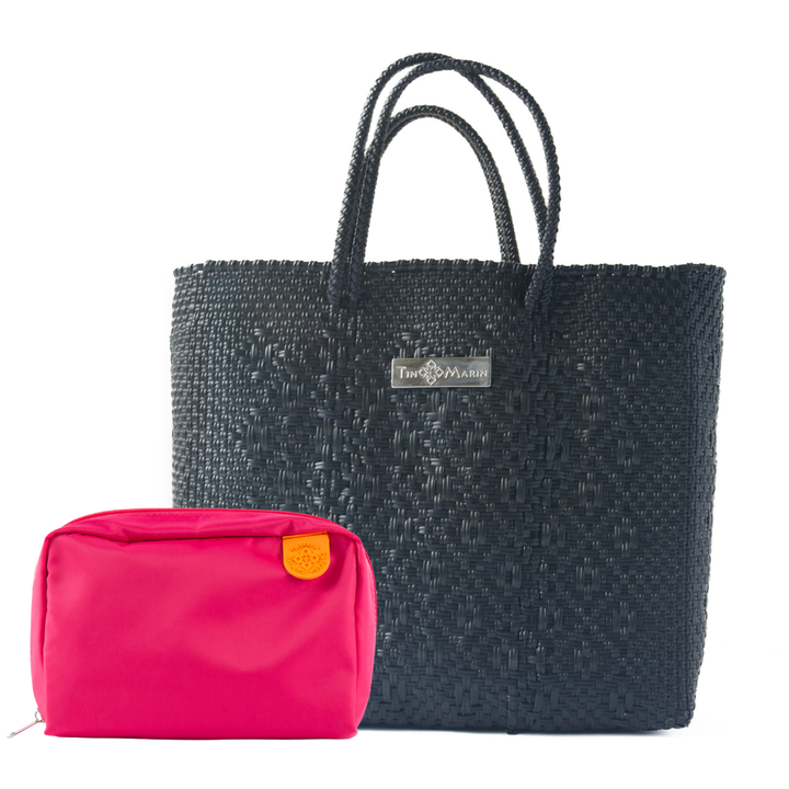 All Black Large Crossbody & Checs Pouch