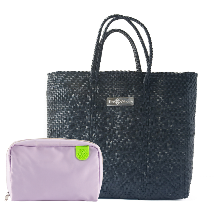 All Black Large Crossbody & Checs Pouch