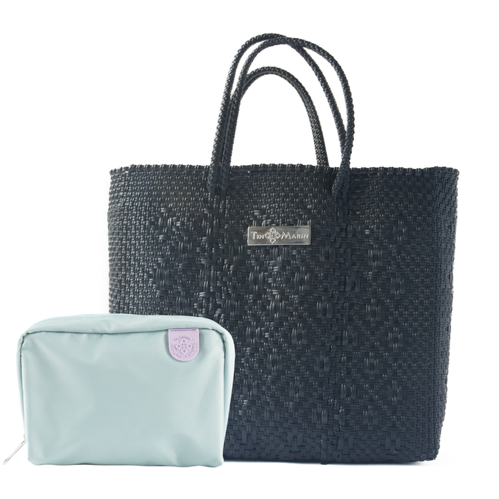 All Black Large Crossbody & Checs Pouch