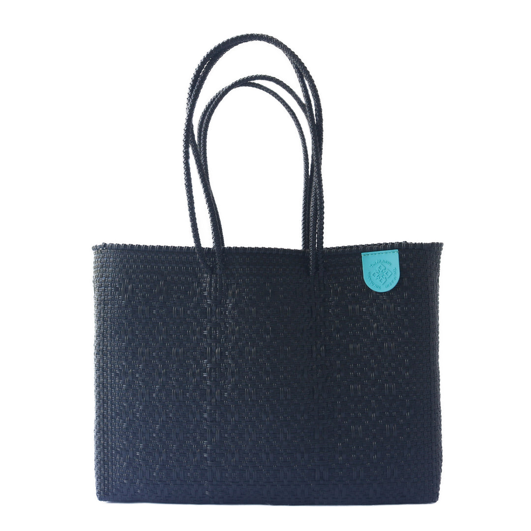 All Black Woven Super Tote