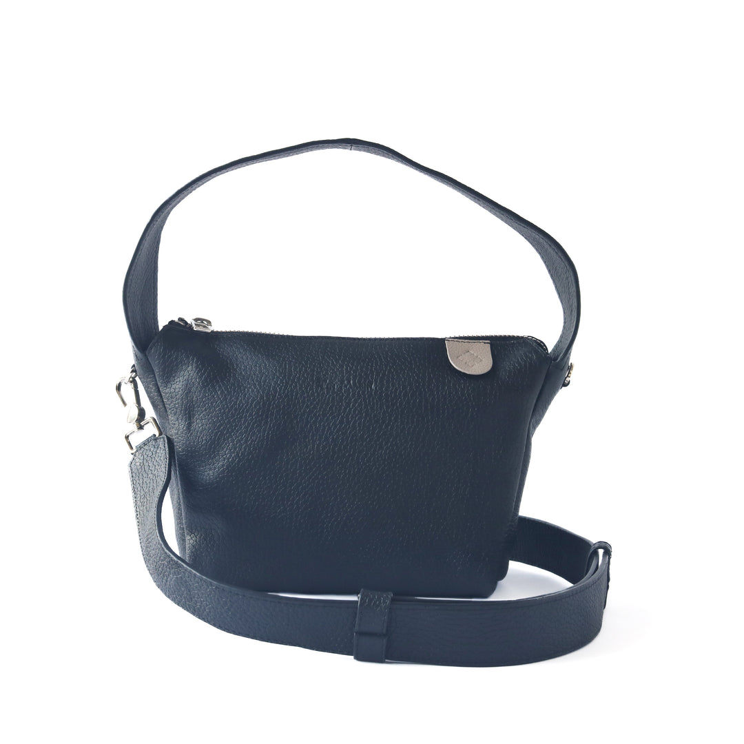Maina Shoulder Leather Bag - Black