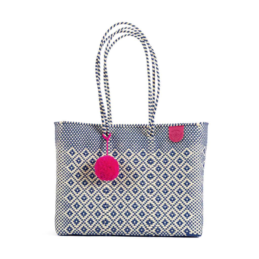 Plastic woven beach tote on sale
