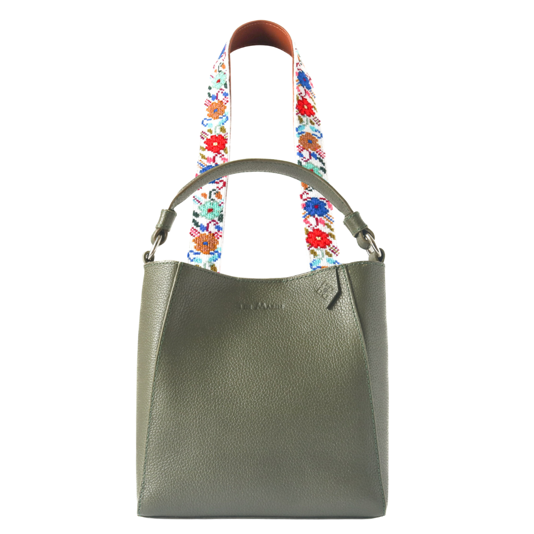 Yaya Leather Bucket Bag & Mai Woven Strap