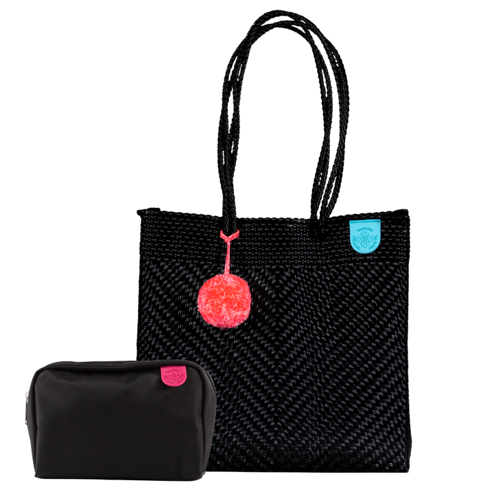 Woven Tote & Checs Pouch