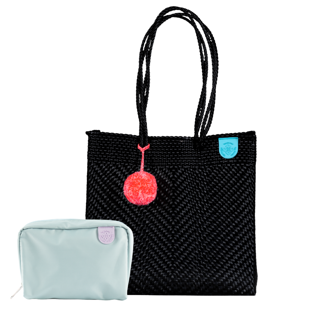 Woven Tote & Checs Pouch