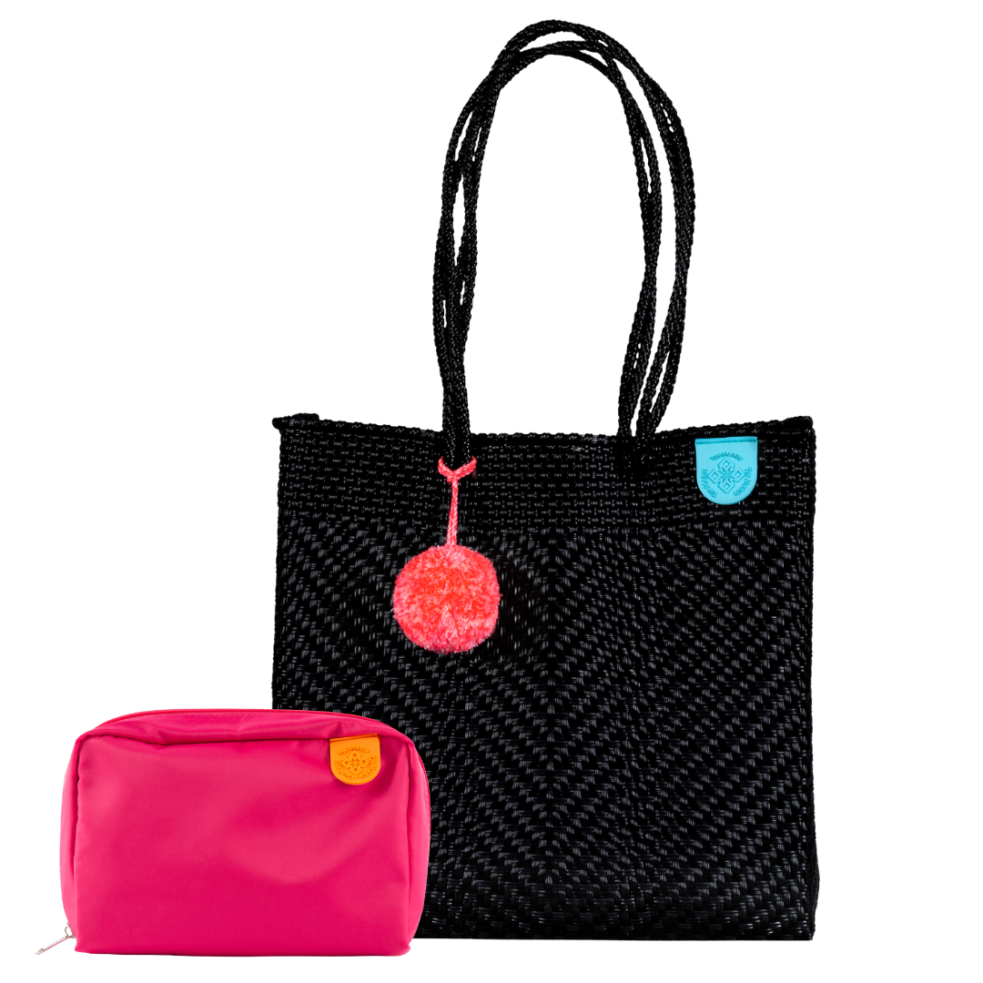 Woven Tote & Checs Pouch