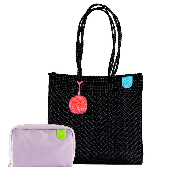 Woven Tote & Checs Pouch