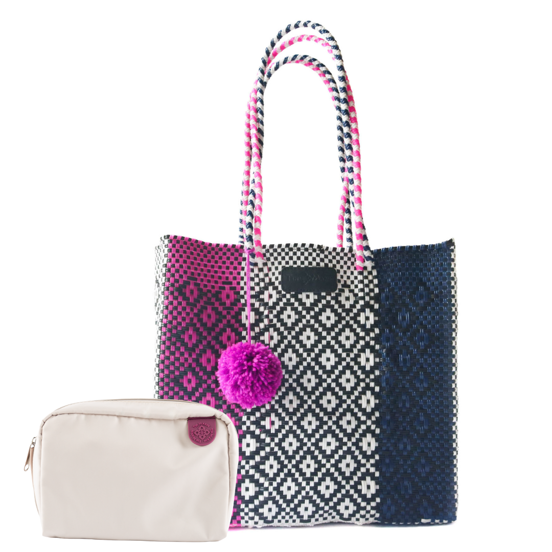 Woven Tote & Checs Pouch