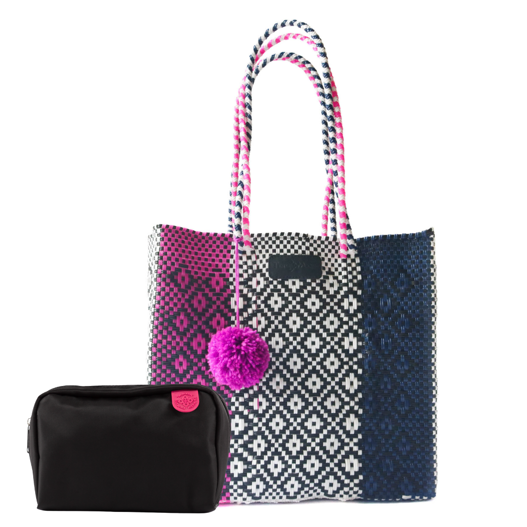 Woven Tote & Checs Pouch