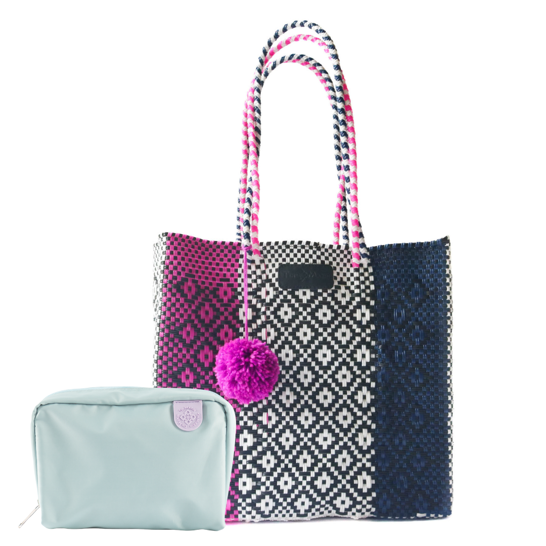 Woven Tote & Checs Pouch