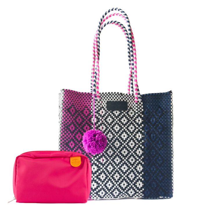 Woven Tote & Checs Pouch