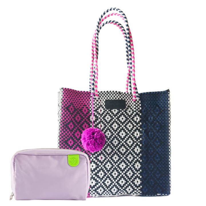 Woven Tote & Checs Pouch