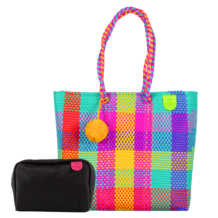 Woven Tote & Checs Pouch