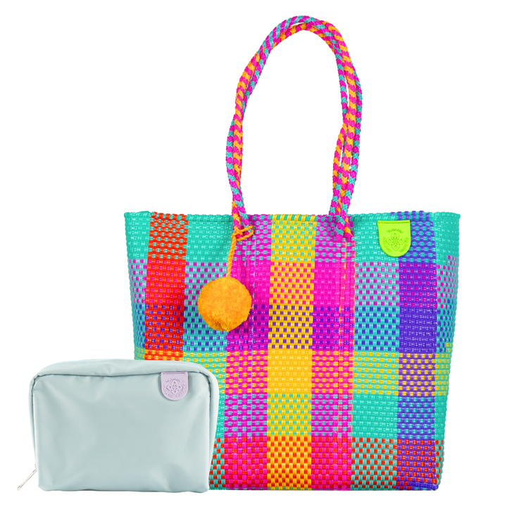 Woven Tote & Checs Pouch
