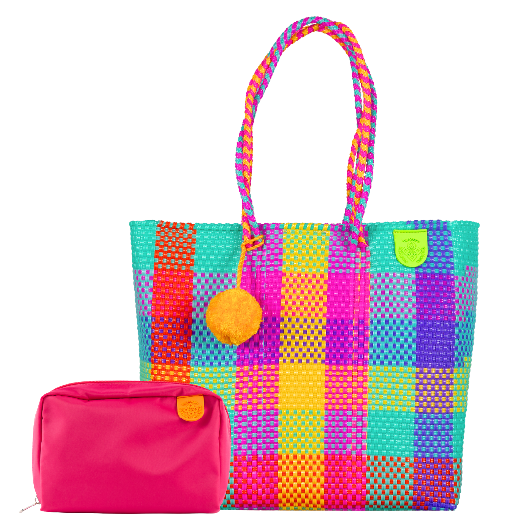 Woven Tote & Checs Pouch