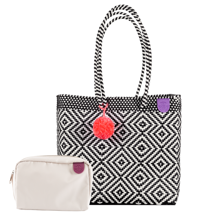 Woven Tote & Checs Pouch