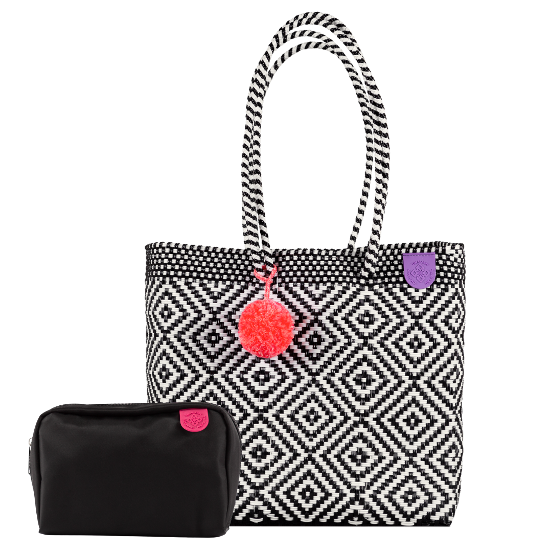 Woven Tote & Checs Pouch