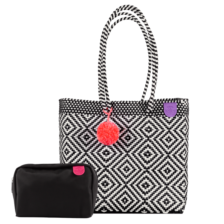 Woven Tote & Checs Pouch