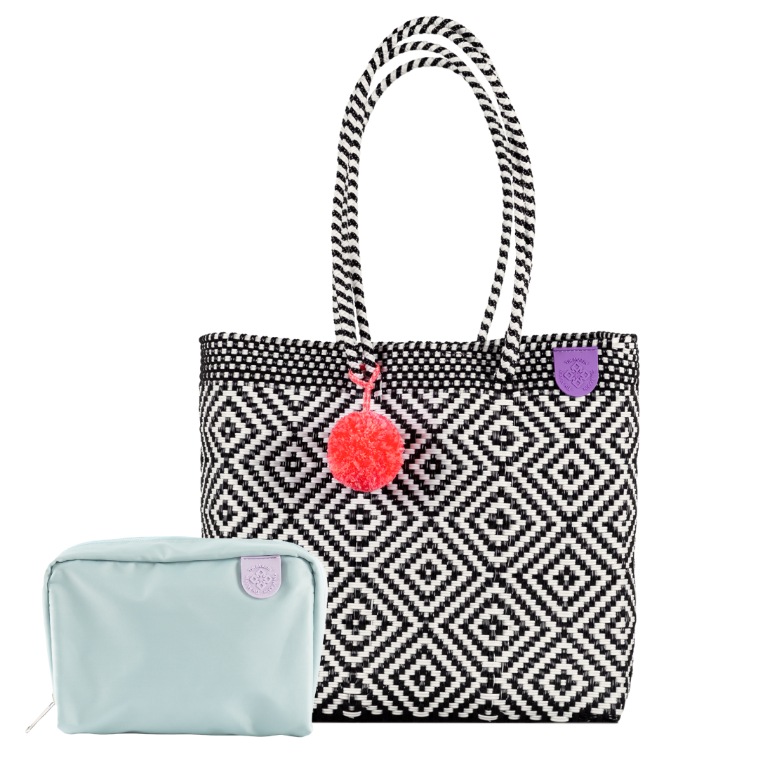 Woven Tote & Checs Pouch