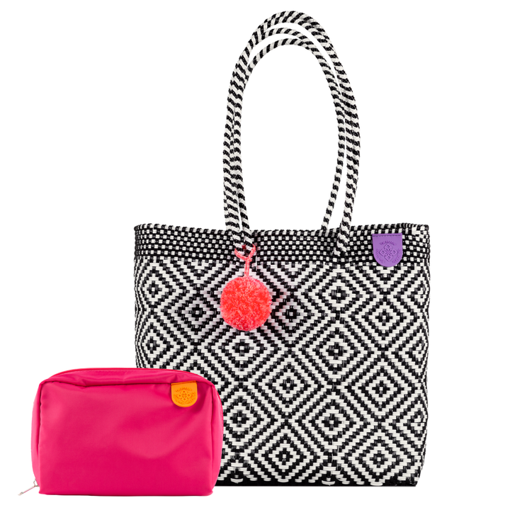 Woven Tote & Checs Pouch