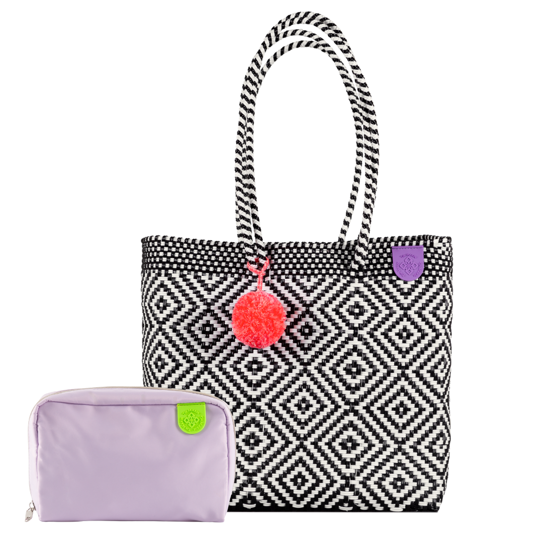 Woven Tote & Checs Pouch