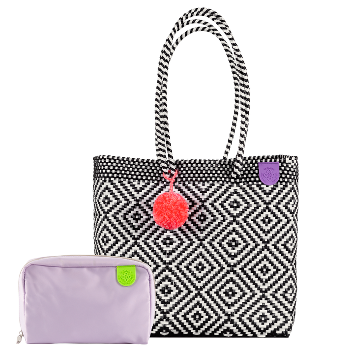 Woven Tote & Checs Pouch