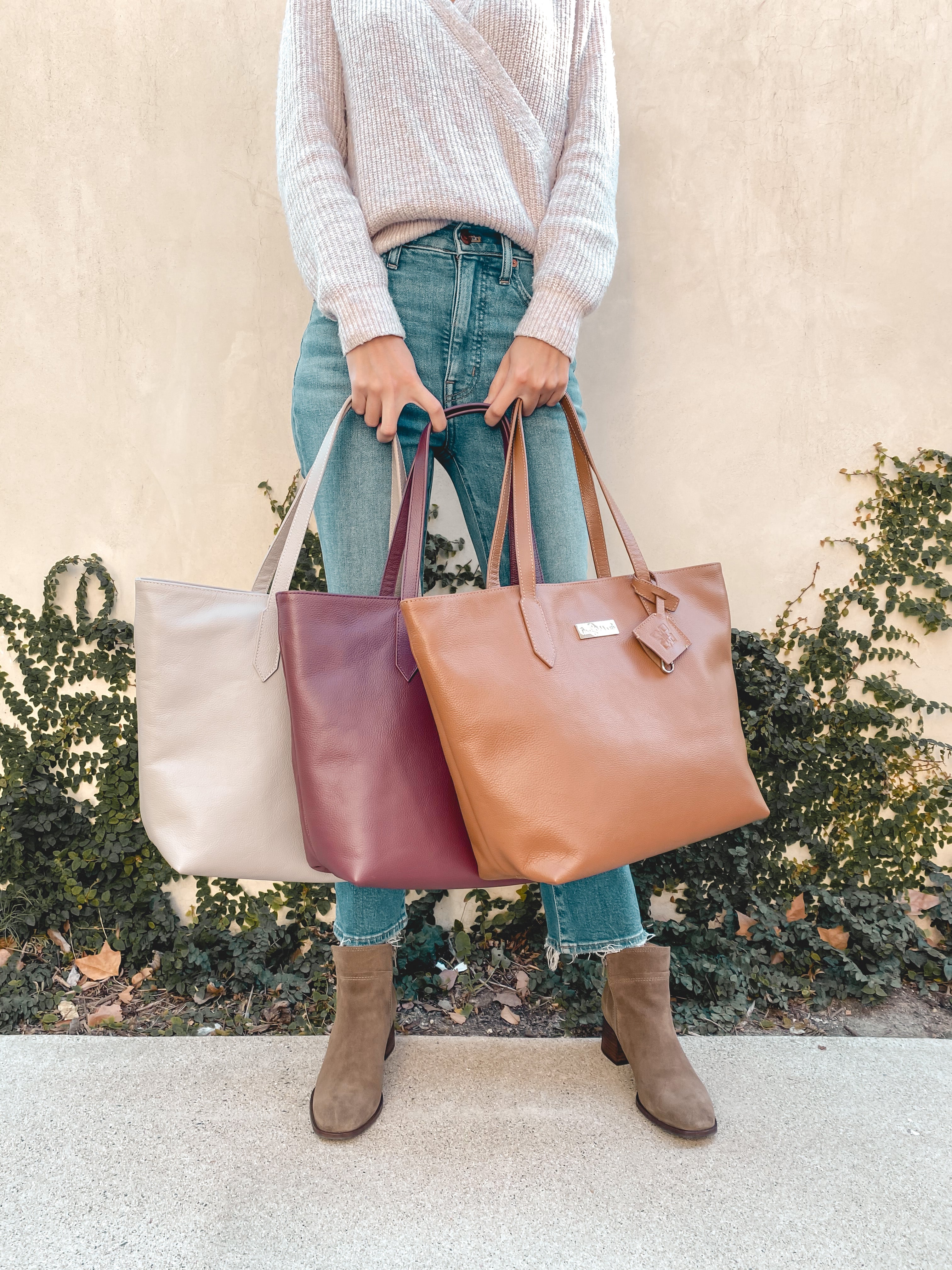 Martina Leather Tote Grey Handmade Artisan Bags Tin Marin Brand