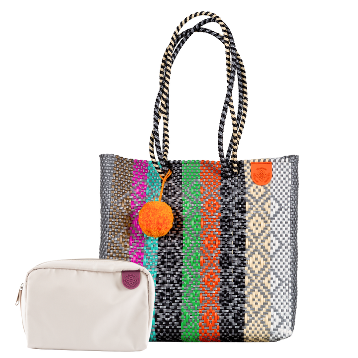 Woven Tote & Checs Pouch