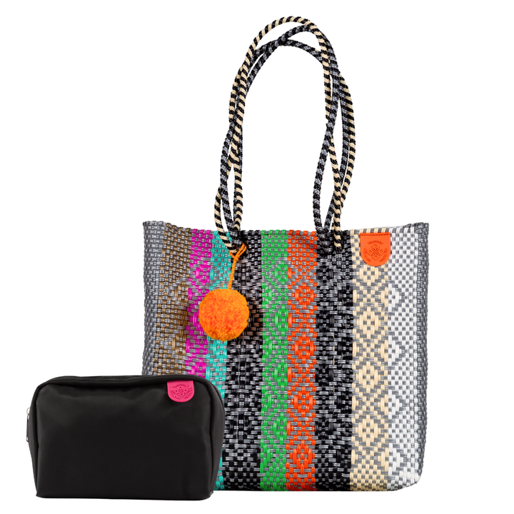 Woven Tote & Checs Pouch