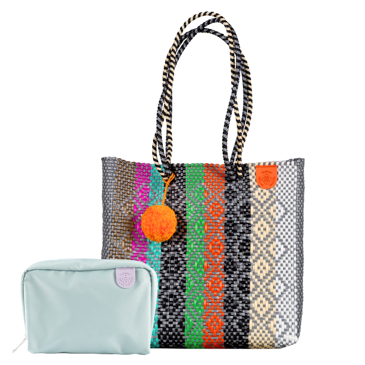 Woven Tote & Checs Pouch