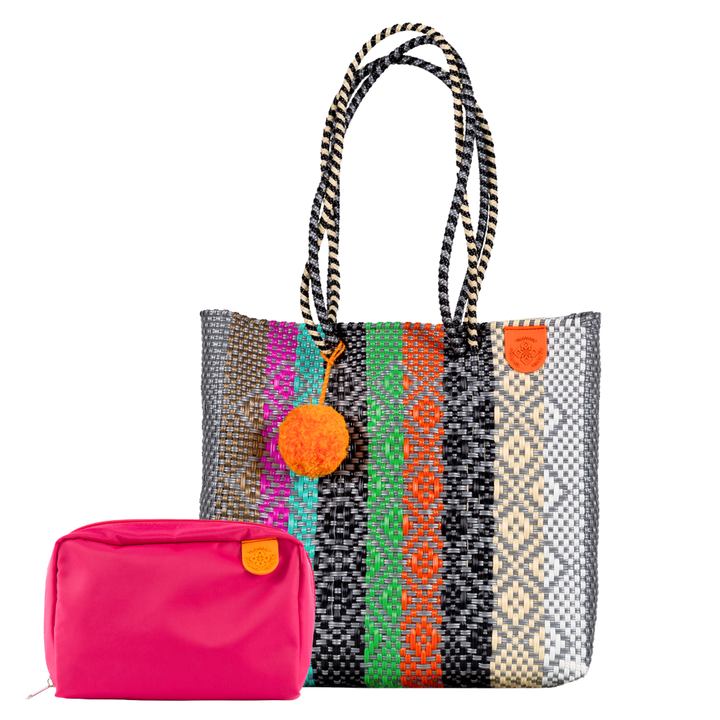 Woven Tote & Checs Pouch