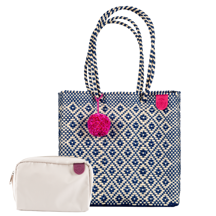 Woven Tote & Checs Pouch