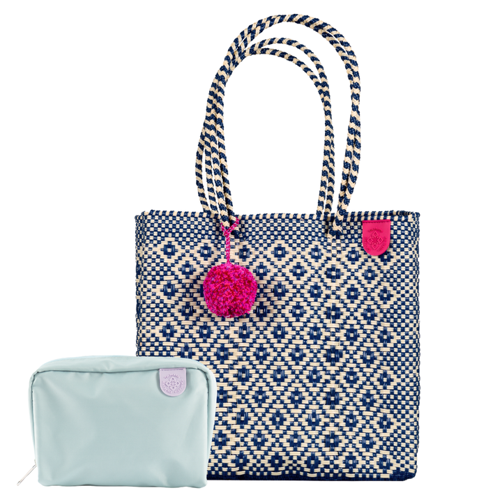 Woven Tote & Checs Pouch