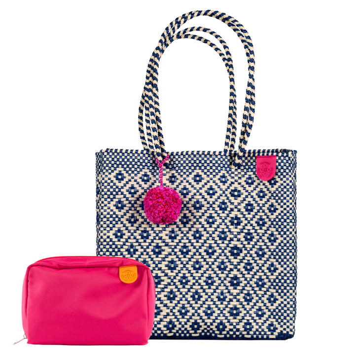 Woven Tote & Checs Pouch