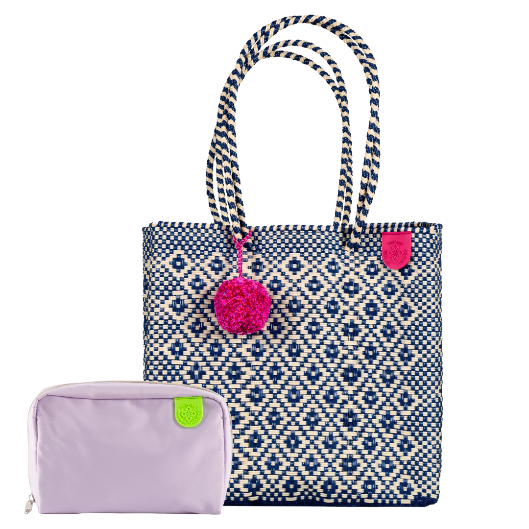 Woven Tote & Checs Pouch