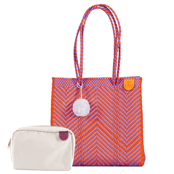 Woven Tote & Checs Pouch
