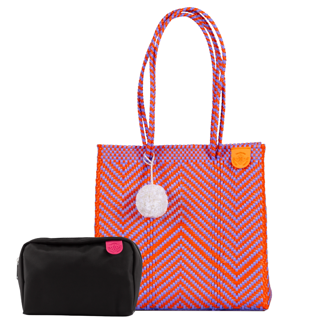 Woven Tote & Checs Pouch