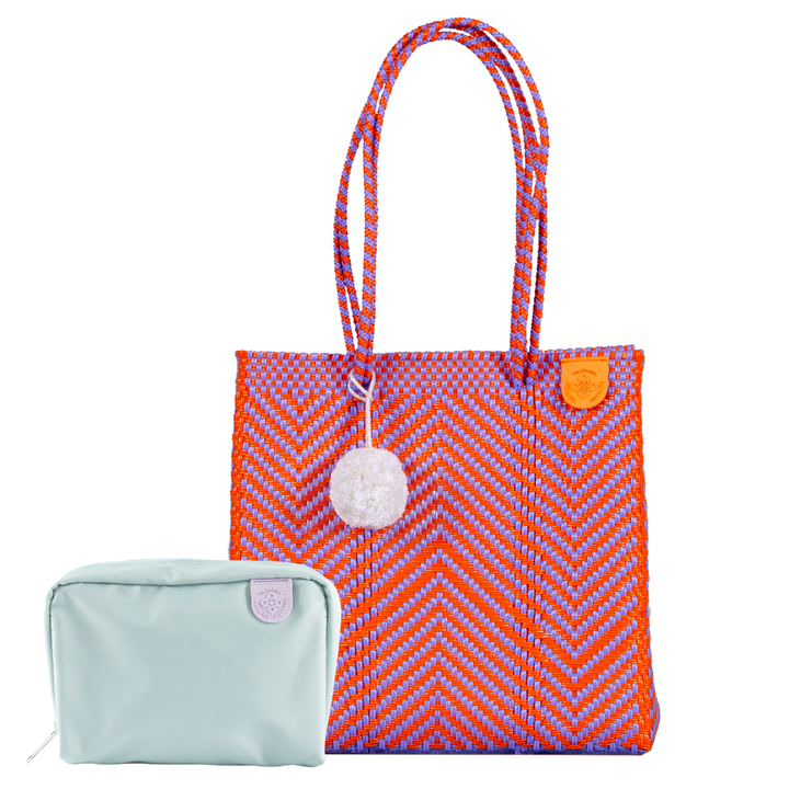 Woven Tote & Checs Pouch