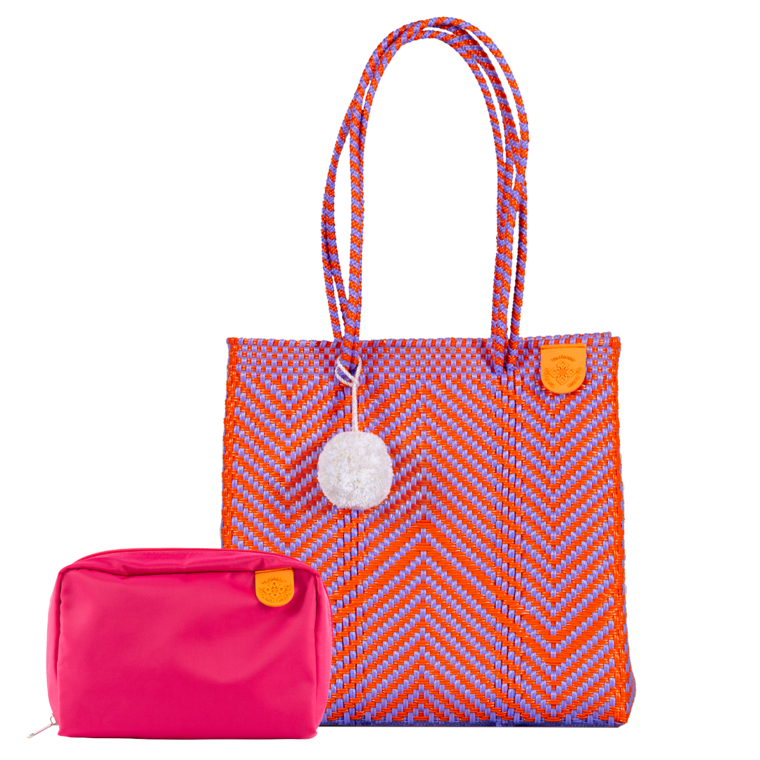 Woven Tote & Checs Pouch