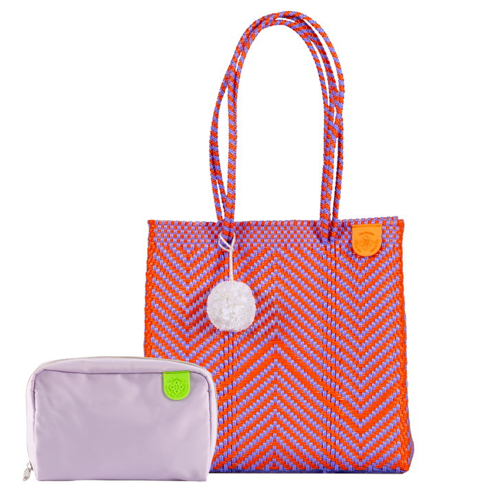 Woven Tote & Checs Pouch