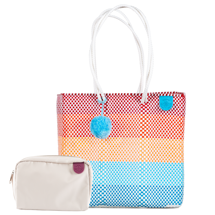 Woven Tote & Checs Pouch