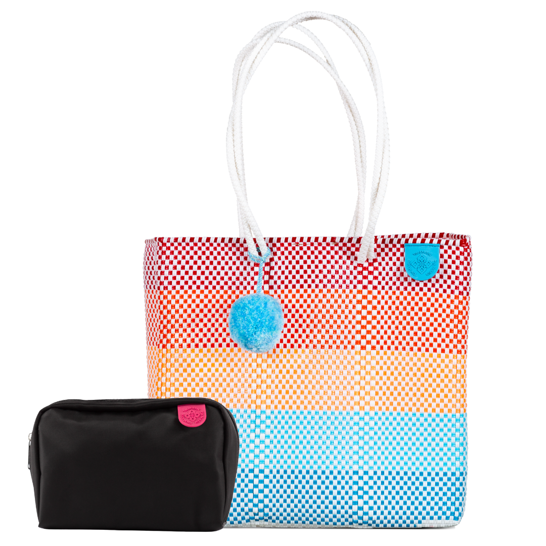 Woven Tote & Checs Pouch