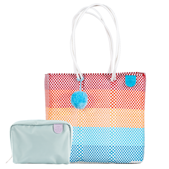 Woven Tote & Checs Pouch