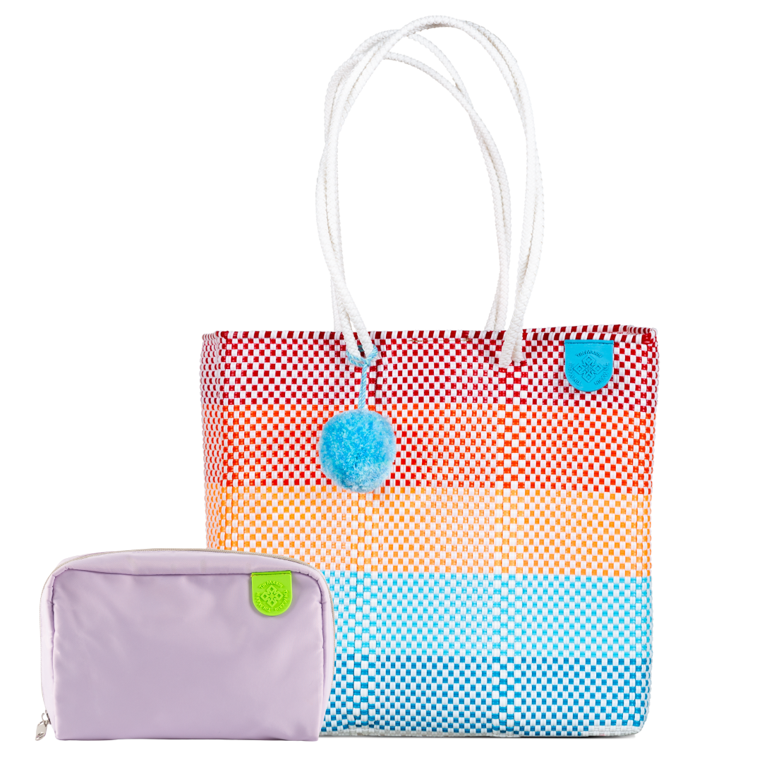 Woven Tote & Checs Pouch