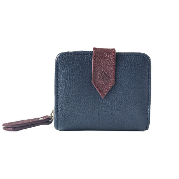Camila Small Leather Wallet - Navy Blue