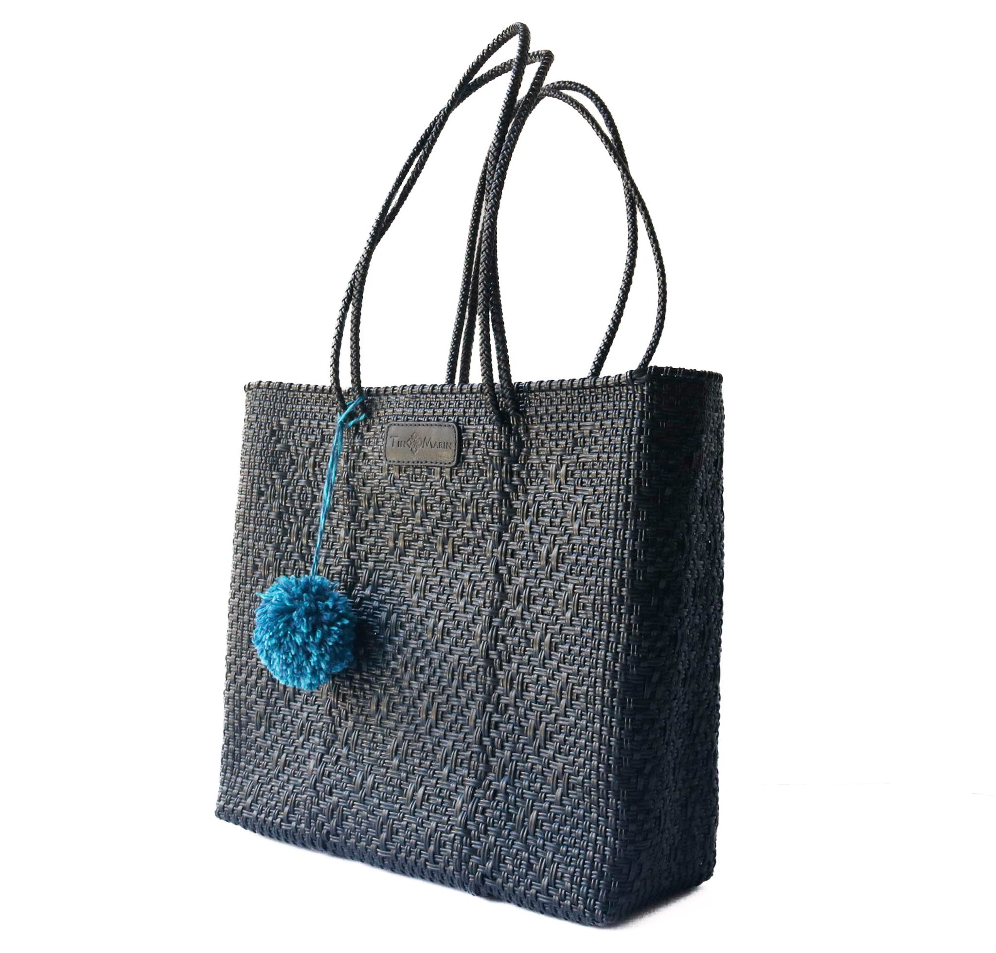 All Black Woven Tote Bag – Eco-Friendly, Handcrafted Artisan Bags