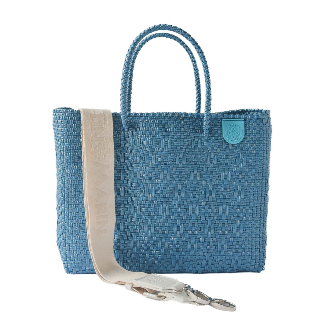 Maui medium woven crossbody bag with cotton webbing strap — Tin Marin