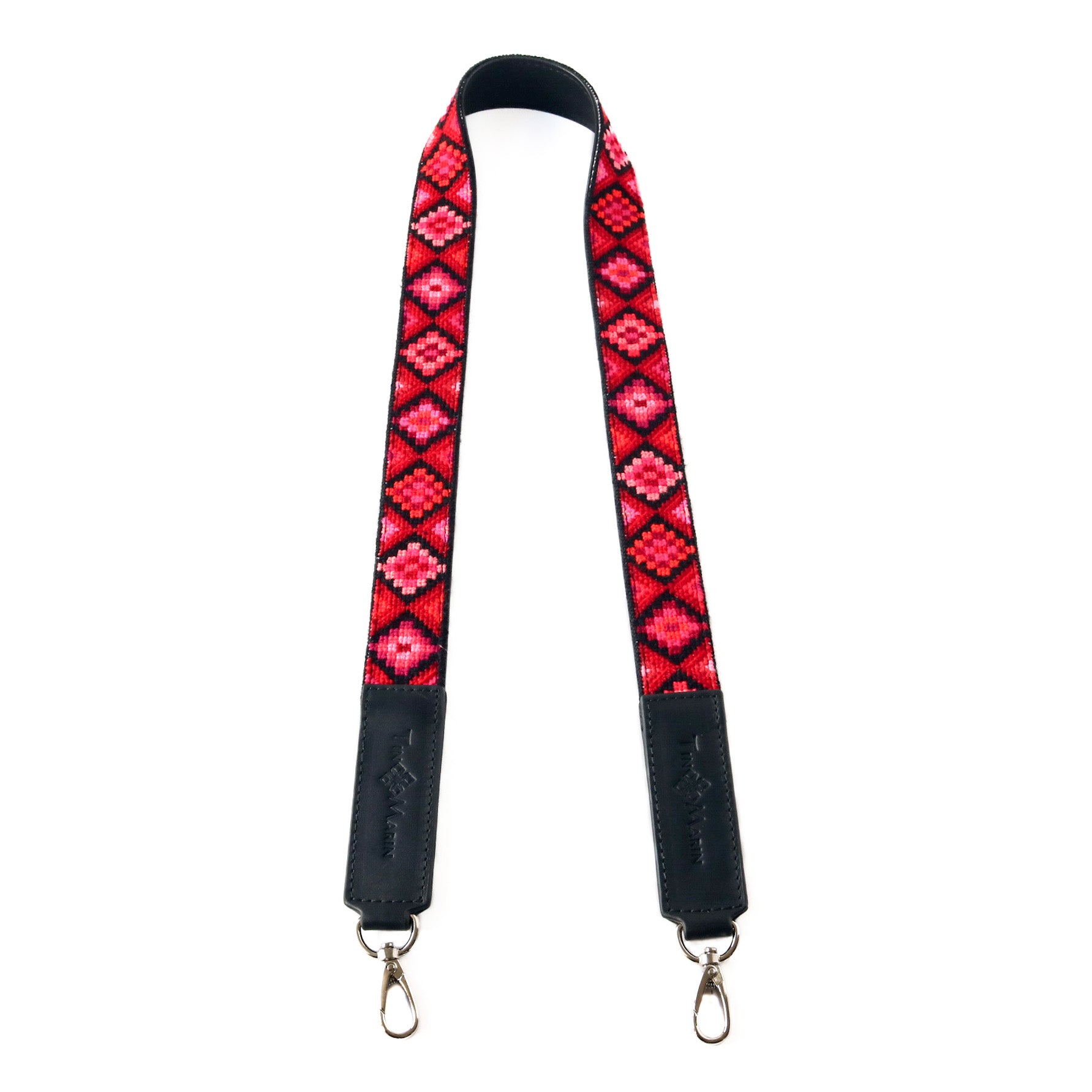 Leather Braided Bag Strap, Red