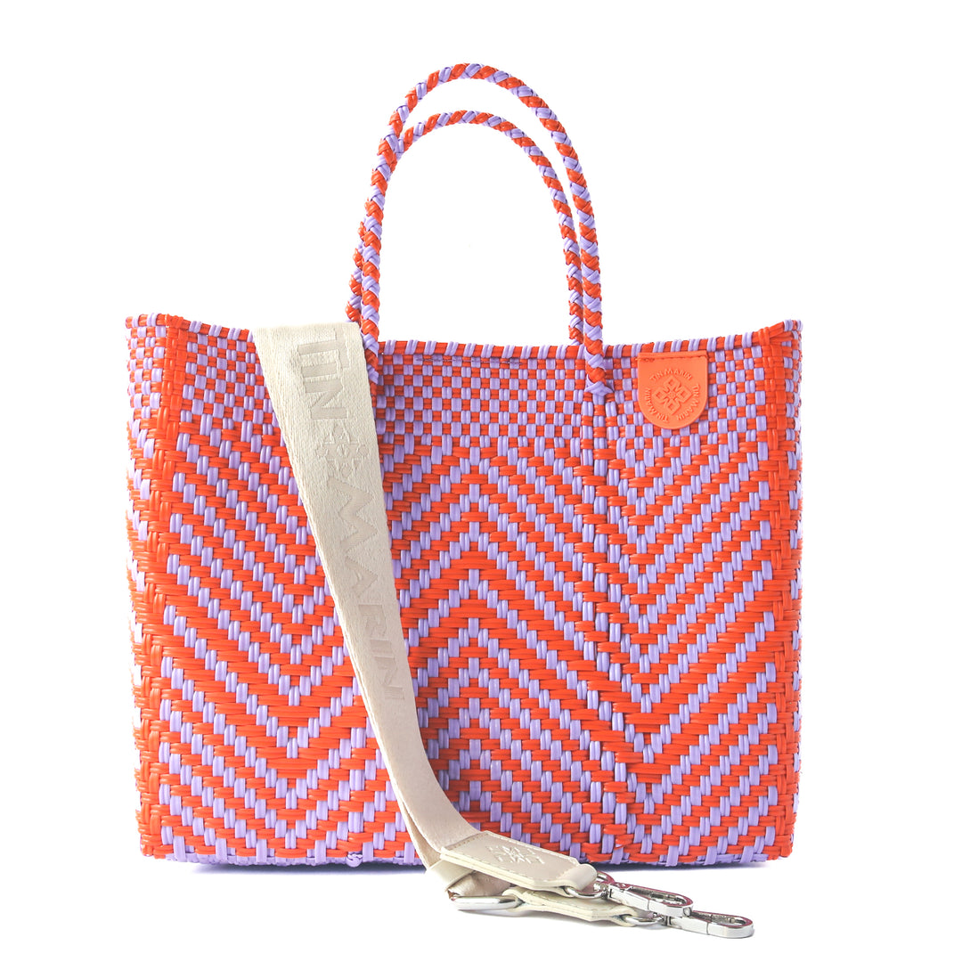 Positano medium woven crossbody bag with cotton webbing strap — Tin Marin